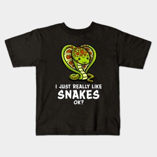 I Just Really Like Snakes OK? Funny Kawaii Cartoon Kids T-Shirt